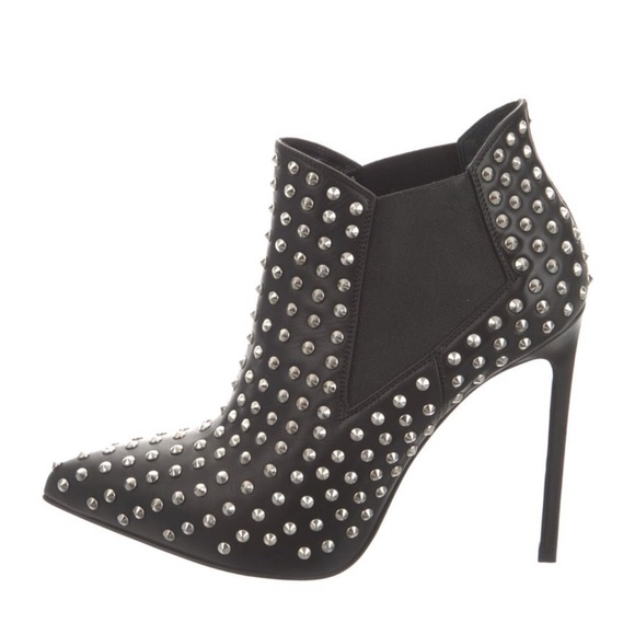 Saint Laurent Black Studded Ankle Booties - Picture 1 of 10
